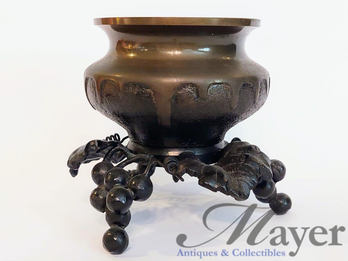 Japanese Bronze Vase with Grapes Base by Shoho AKA Katsumine.