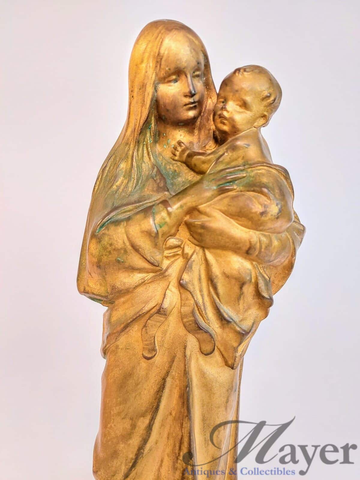 Hans Muller Bronze Sculpture Madonna And Jesus Child.