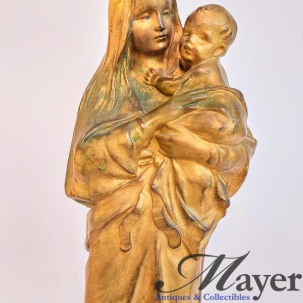 Hans Muller Bronze Sculpture Madonna And Jesus Child.