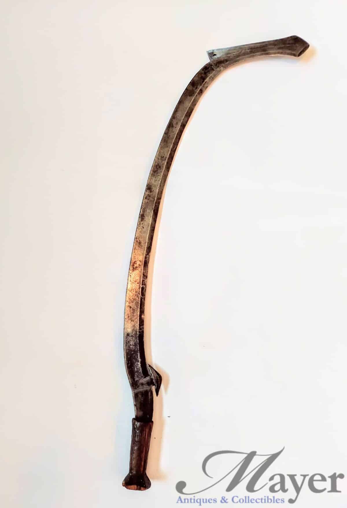 African Azande Mambele sickle sword of the Democratic Republic of Congo.