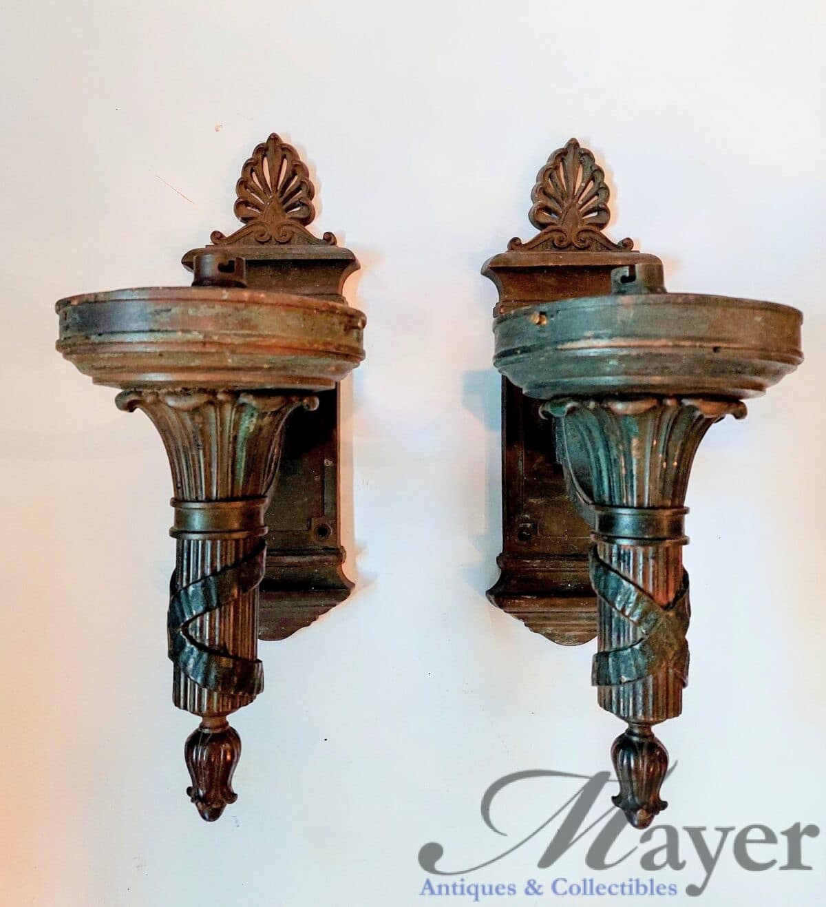 A Pair of Torch Style Light Fixtures Made In England